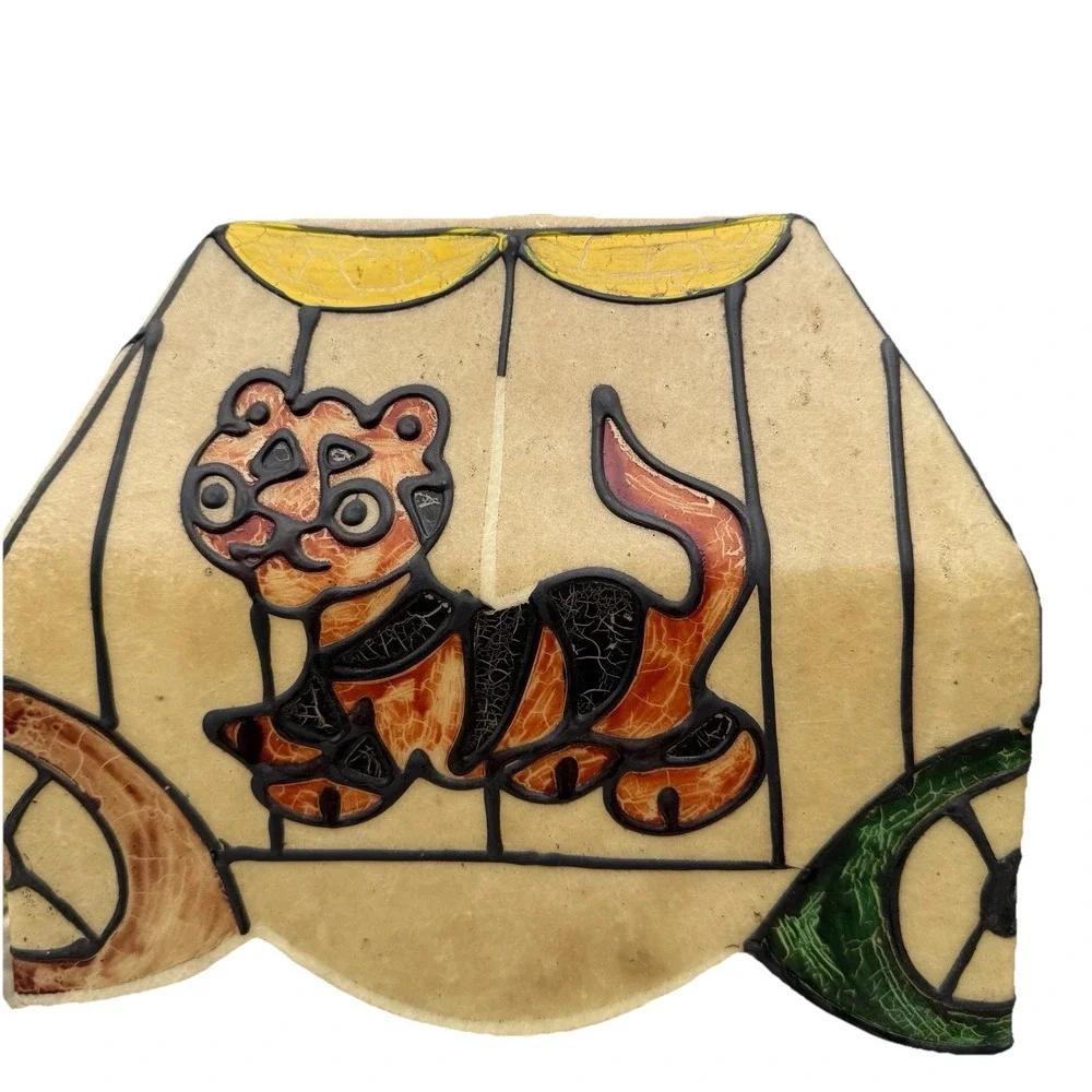 Vtg MCM light fiberglass lion tiger Circus Cage AS IS DECOR ONLY Lamp Kids Room*